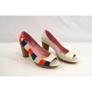 SacHelle Open Toe Heels Red White Blue Women's EU Size 39.5